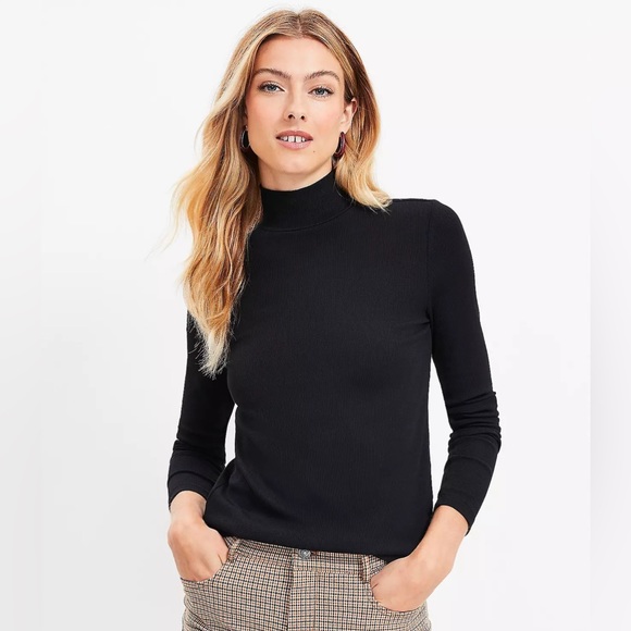 🆕 NWT LOFT Ribbed Mock Turtleneck - Wine - XL - Picture 2 of 5